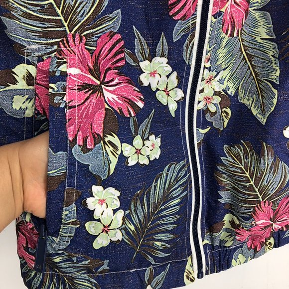 Bench floral navy windbreaker hooded full zip jacket size L (fits like small) - Picture 7 of 14